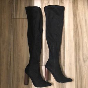 Black thigh high suede boot